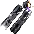 Practical Survival LED Emergency Tactical Flashlight Plasma Lighter Combo, 2-Pack, Water Resistant, Wind Resistant, Rechargeable, Compact, 2-in-1 Tool, Tactical Black