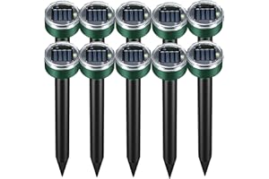 WYEWYE Mole Repellent 10 Pack Ultrasonic Solar Powered Snake Repellent Sonic Mole Deterrent Spikes, Snake Gopher Vole Repellent, Groundhog Chipmunk Gopher Deterrent Repellent for Yard&Garden&Lawn