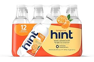 Hint Water Tangerine, Pure Water Infused with Tangerines, Zero Sugar, Zero Calories, Zero Sweeteners, Zero Preservatives, Zero Artificial Flavors, 16 Fl Oz (Pack of 12)