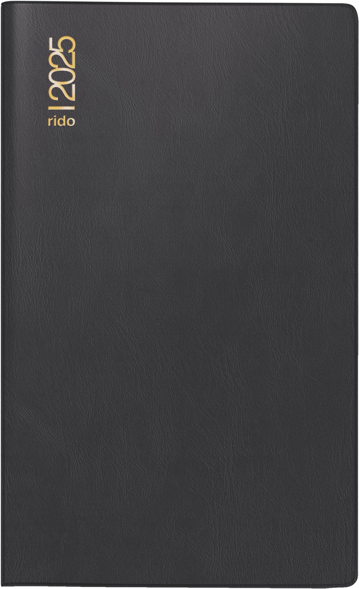 rido/idé Pocket Diary Model Plain Planner (2025), 2 Pages = 1 Month, A6, 32 Pages, Plastic Cover, Black