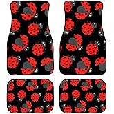 Forchrinse Cute Ladybug Rubber Backing Car Floor Mats 4 Pieces,Full Set All Weather Carpet Vehicle Floor Mats for Car Truck SUV Van