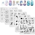KADS 5-teiliges Nail Stamping Platten Set – Blumen, Tiere, Blätter, Nagelkunst Vorlagen