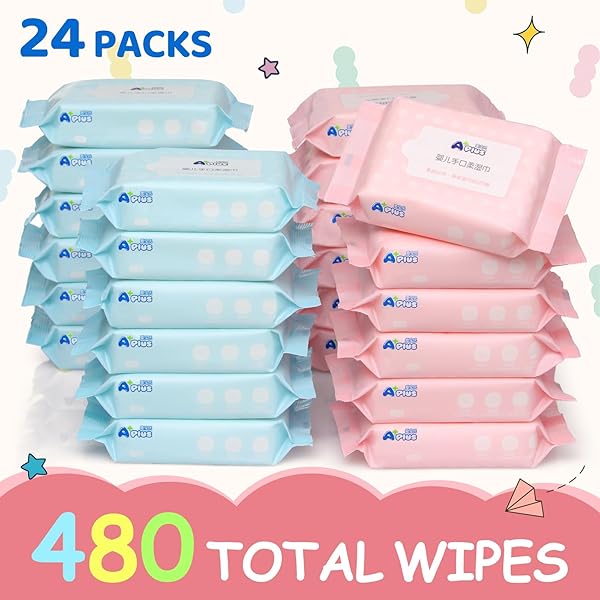 BEITIER BABY WIPES, UNSCENTED WET WIPES 480 COUNT, 99.9% WATER WIPES, THICK AND SOFT, GENTLE FOR SENSITIVE SKIN, PERFECT FOR BABIES AND ADULTS ON THE GO (24 PACK)