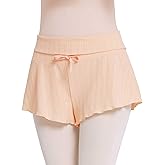Phoeswan Girls High Waist Shorts,Women Ribbed Drawstring Ballet Pants,Yoga Shorts for Teen Girls/Adults