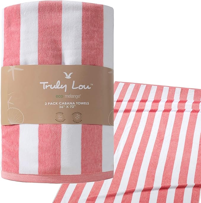 Truly Lou Oversized Plush Cabana Beach Towel Set of 2