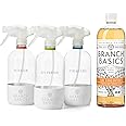 Branch Basics Cleaning Essentials Kit in Glass: All Purpose Cleaner and Bathroom Cleaner - Concentrate (33.8 Oz) + Glass Spray Bottles for Cleaning (16 Oz) Fragrance-Free