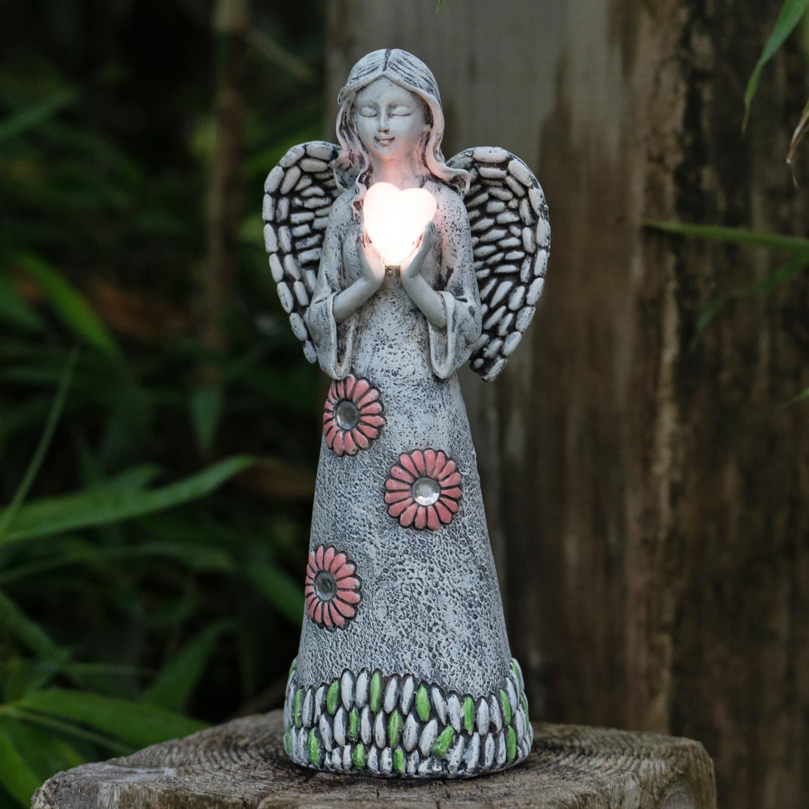Photo 1 of Rezpuao Solar Angel Statue - Garden Sculpture with Resin Decor for Patio, Lawn, Yard, Porch - Housewarming Gift, 10.03"