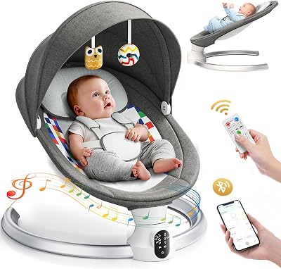 Fdlscpem Baby Swing Chair Electric Bouncer 0–10 Months Bluetooth Music 5 Angles