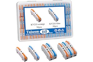 Tnisesm 60PCS Lever Wire Connectors AWG28-12, Quick Connect Electrical Splicing Kit for Compact Inline Terminals 1 in 1 Out