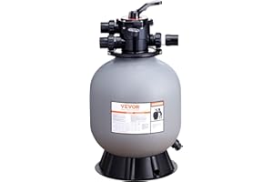 VEVOR Sand Filter, 19-inch, Up to 45 GPM Flow Rate, Above Inground Swimming Pool Sand Filter System with 7-Way Multi-Port Valve, Filter, Backwash, Rinse, Recirculate, Waste, Winter, Closed Functions
