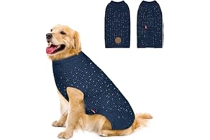 KYEESE Dog Sweater Comfy Dog Sweater Medium Size Dog Medium Dog Sweater with Reflective Yarn Warm Dog Coats Stretchy Dog Clothes Pullover Dog Sweater for Medium Dogs Boy, Navyblue, XL
