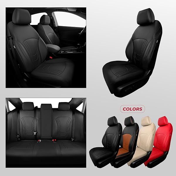 FREESOO FOR HONDA ACCORD SEAT COVERS LX SE SEDAN 2023 2024 2025, CUSTOM FIT CAR SEAT COVERS FULL SET, WATERPROOF LEATHER SEAT COVERS FOR CARS, BLACK