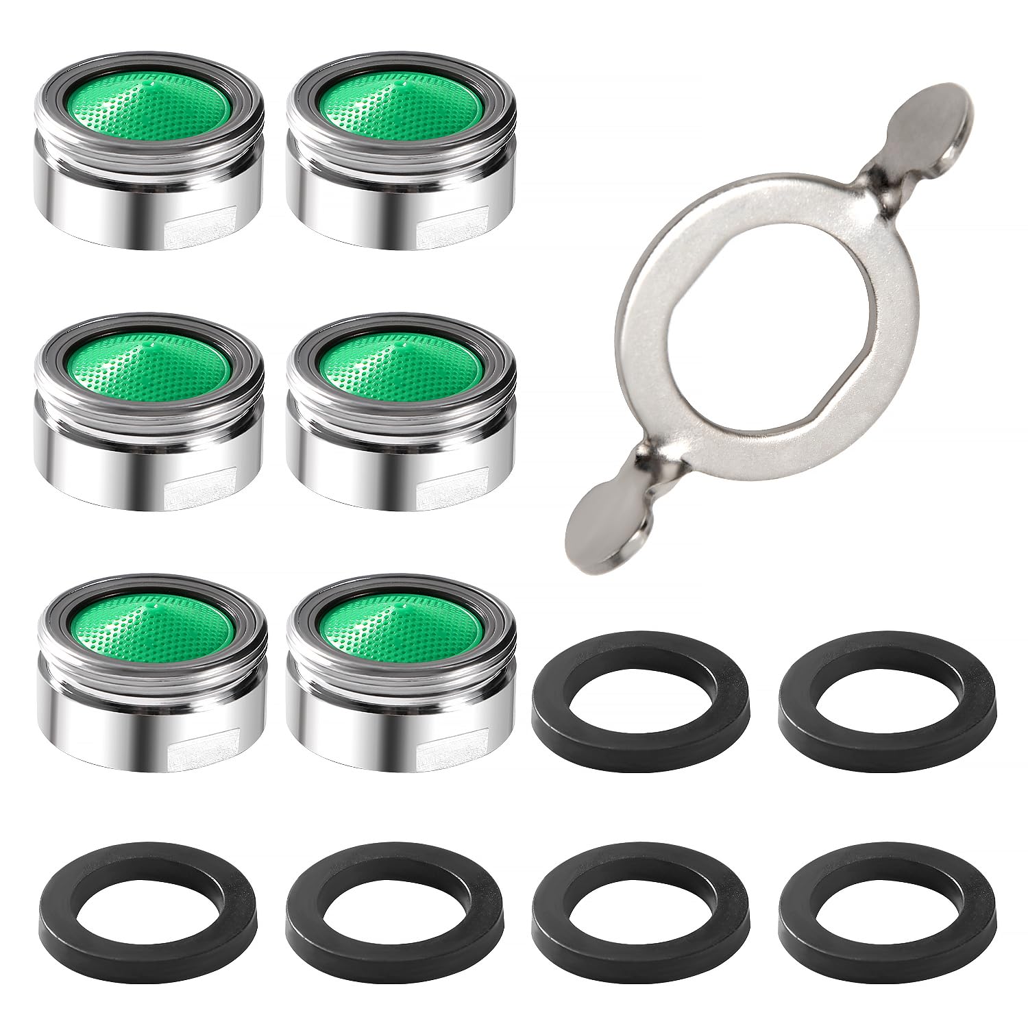 YIXISI 6 PCS Faucet Aerator M24 With Wrench and 6 Rubber Gaskets - Male Replacement Nozzle With ABS Filter for Tap Spout