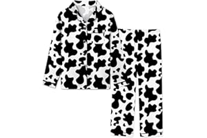 Schbbbta Girls & Womens Satin Pajamas Set, Silk Long Sleeve Nightwear Button-Down Sleepwear, 3 Years - Women XXL