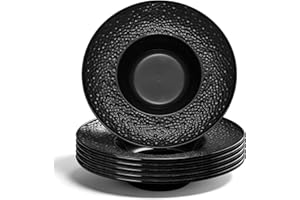 Berglander Rimmed Soup Bowls Set of 6, Reusable 260mL Plastic Multipurpose Plates Dish for Mushroom Soup/Pasta/Fruit/Icecream