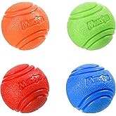 Vitalili Dog Toy Balls, 4 PCS Rubber Ball Set, Chew Resistant, High Bounce, Textured Design for Teeth Cleaning, Dog Training,
