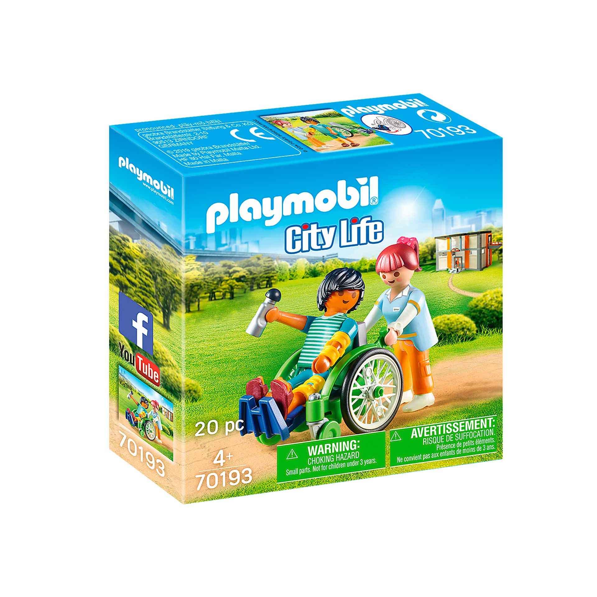 Playmobil 70193 City Life Hospital Patient in WheelchAir, for Children Ages 4+, Fun Imaginative Role-Play, PlaySets Suitable for Children Ages 4+