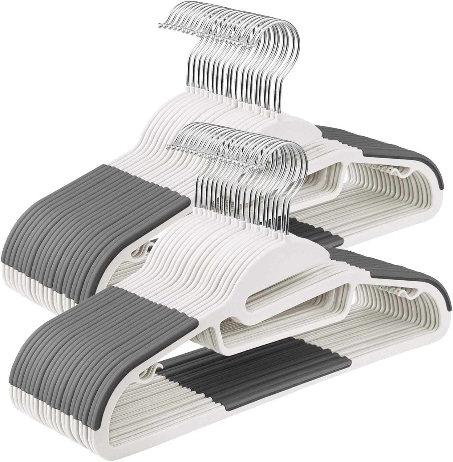 SONGMICS Set of 50 Plastic Hangers, Coat Hangers with U-Shaped Opening, Space-Saving, 0.5 cm Thick, 41.5 cm Long