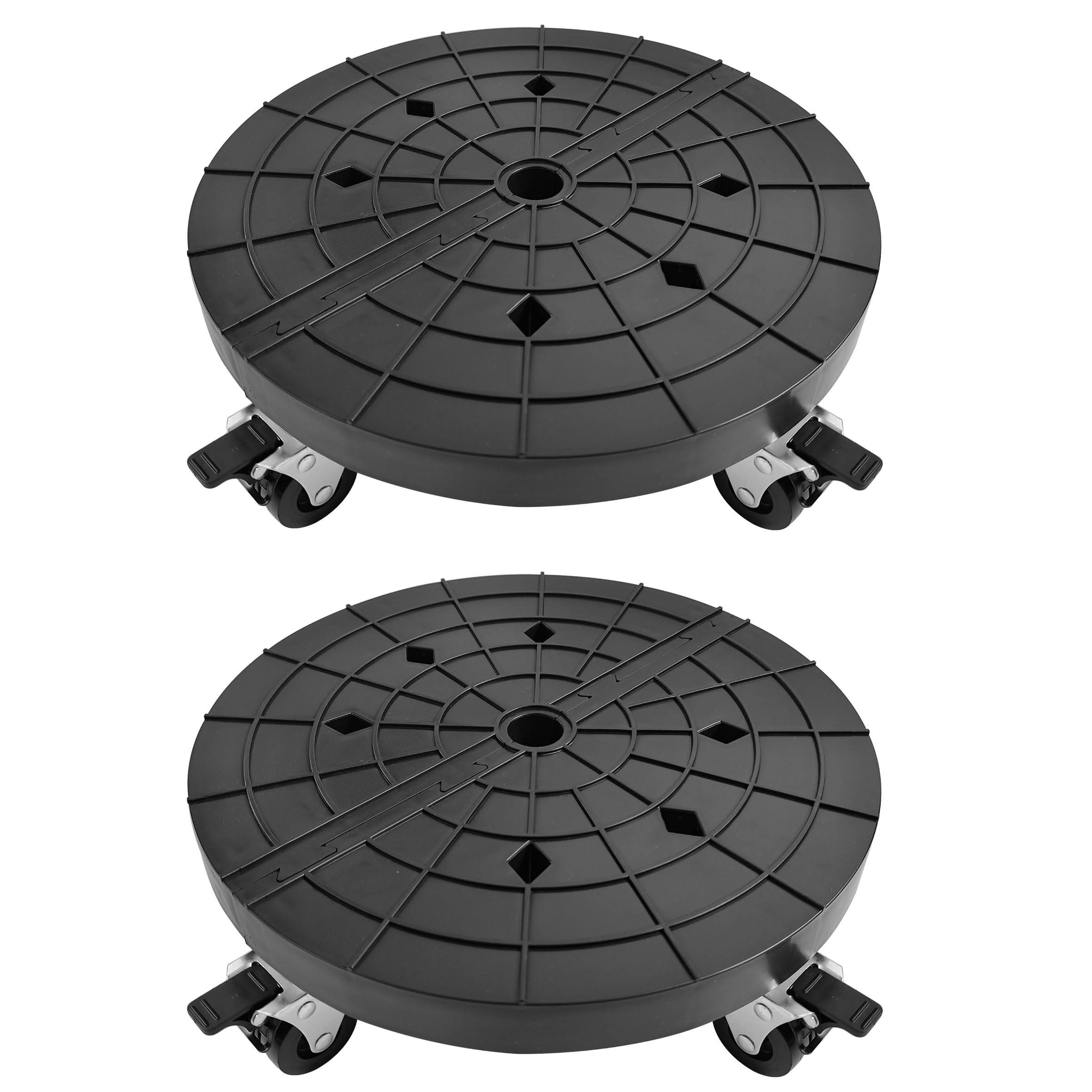 Photo 1 of NOAMOO 14 Inch Plant Caddy with Wheels Outdoor Indoor, Rolling Plant Stand for 400lb Heavy Duty Flower Pots, Round Plant Rollers Lockable Potted Planter Dolly, 2 Pack Black