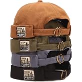 Zegoo Mens Cotton Brimless Skullcap Sailor Cap Rolled Cuff Retro Beanie Hat