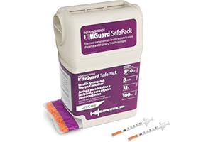 All-In-One UltiGuard Safe Pack U-100 Insulin Syringes and Sharps Container for At-Home Insulin Injections and Safe Needle Disposal; Size: 3/10cc, 31G x 5/16’’ (8mm), 100 Count