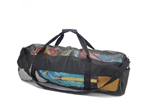 MOPHOEXII Mesh Dive Duffle Bag with Exterior Waterproof Pocket for Scuba Diving Gear or Snorkeling - XL Mesh Travel Duffle Dr