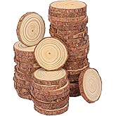 kukmakri 96 PCS Unfinished Wood Slices for Centerpieces, 3.15-4 Inch Natural Wood Slices with Tree Bark Pine and Wood Rounds Discs for DIY Crafts, Centerpieces, Art & Decor