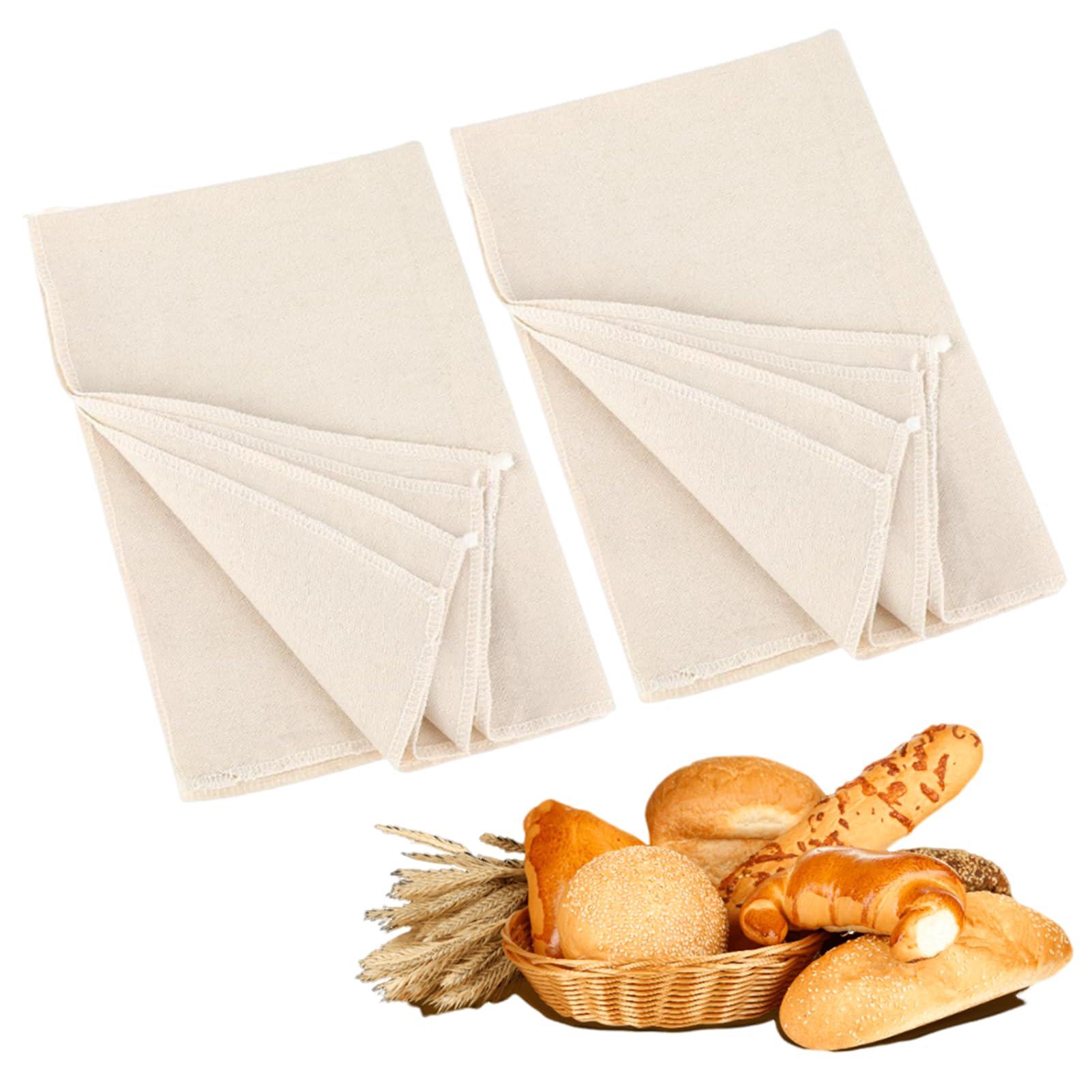 TYVOM 2PCS Large Bakers Cloth Bread Fermented Cloth, 75 * 45 CM Professional Bread Making Baking Proofing Cloth, Bread Proofing Basket for Bread Dough Baking, Thick Baking Bread Cloth for Baguettes