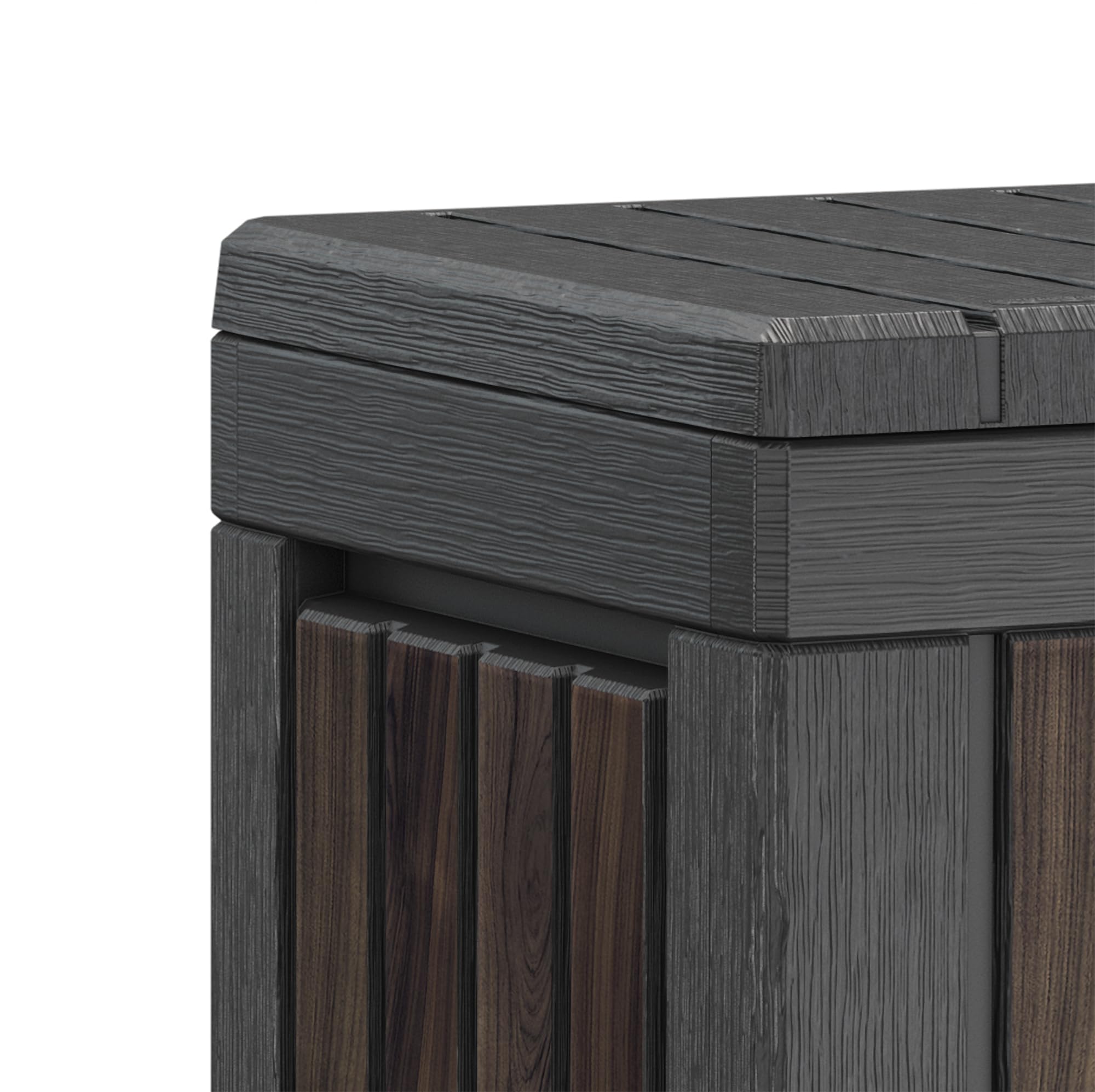 Keter Gartentruhe KENTWOOD 190L Decocoat – Wetterfeste Gartenbox in Rosenholzoptik mit Sitzfunktion – UV-beständige Aufbewahrungsbox, abschließbar, für Innen- & Außenbereich 5