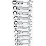 GEARWRENCH 10 Pc. 12 Pt. Stubby Flex Head Ratcheting Combination Wrench Set, Metric - 9550