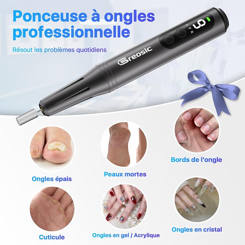 Ponceuse pour Ongles Professionnel Lime à Ongle Électrique Grise — photo 5 sur 8
