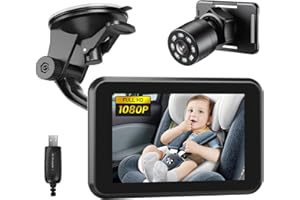 Itomoro Baby Car Camera USB Plug, 4.3" HD Night Vision Car Baby Monitor with Camera, Safety Seat Baby Car Mirror for Rear Facing 5 Mins Easy Installation