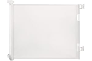 DEAR LOV Retractable Baby Gate for Stairs – 33” Height, Expands up to 55” Width – Safety Gate for Infants, Toddlers, Dogs & Pets – Easy Install, Secure Closure, White Mesh Design for Indoor & Outdoor Use