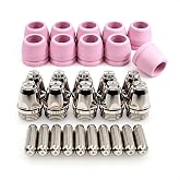 30PCS AG60 Plasma Consumables Kit 1.0mm .040'' Tip Fit CUT50 CT520 Cutter | AG60 Consumable Kit with Electrode 1.0mm .040'' Tip Shield Cap for lasma CUT50 CUT55, CUT 60 Cutter