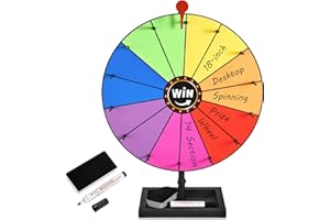 AugFir 18-inch Tabletop Prize Wheel, Prize Wheel Spinner with Stand & Storage Base, Featuring a Prize Wheel with 14 Customizable Color Sections. Suitable for Party Games, Family Games (with line)