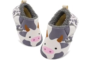 JOINFREE Toddler Slippers Boys Girls Adjustable House Shoes Barefoot Sock Shoes with Rubber Sole Baby Comfort Warm Indoor Outdoor Walking Shoe