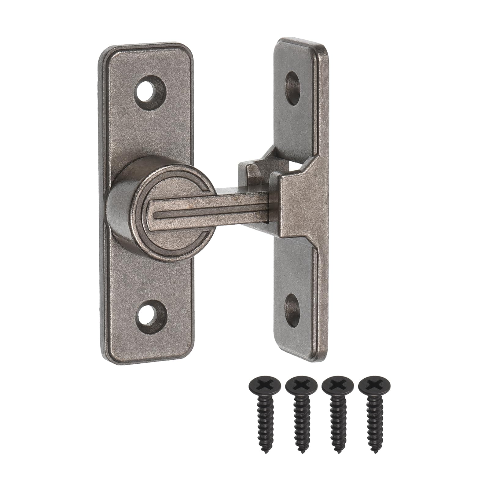 uxcell Barn Door Lock Latch, 90 Degree Sliding Barn Door Locks, Barn Door Lock Latch Hardware, Flip Door Locks for Barn, Gate, Garden, Cabinet, Window, Grey Matt