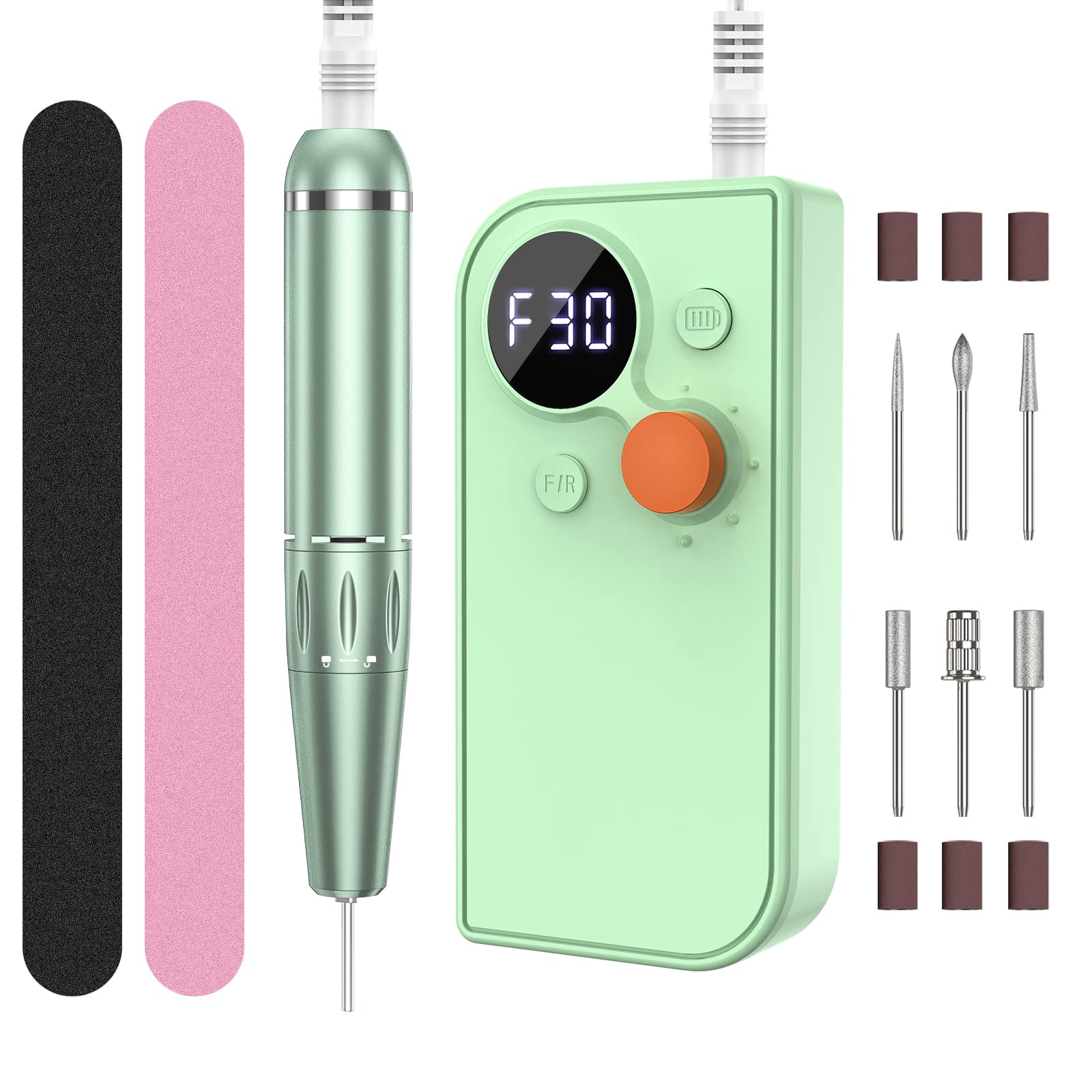 Nail Cutter for Gel Nails Nail Cutter Electric Nail File Electric Cutter Nails Milling Machine Frezarka do Paznokci Nail Machine Professional 30000 RPM (Green)