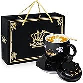 Honeydak Coffee Mug Warmer Cute Cat Mug Set Cup Warmer for Women Heated Coffee Warmers for Mom Home Office Desk Valentine's Day Anniversary Birthday Gifts(Sakura,Black)