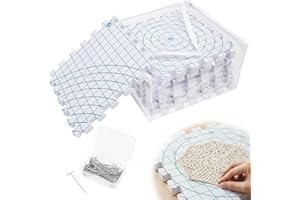 9Pcs Blocking Mats for Knitting, Extra Thick Blocking Boards with Gridlines, 50 T Pins and Storage Bag, Foam Interlocking Mat