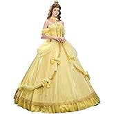 miccostumes Women's Costume Princess Cosplay Ball Gown Yellow Dress with Choker and Bow