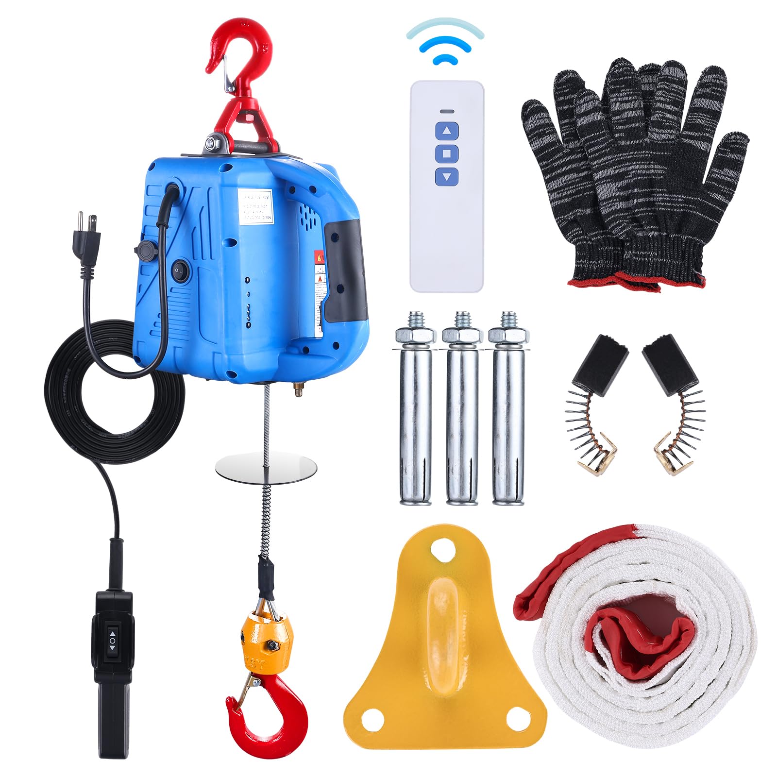 Photo 1 of (broken sold for parts) UwinVwin 3-in-1 Electric Hoist Winch – 1100lbs Capacity, 1500W, 110V/120V, 22.9ft Lifting Height, 16ft/min Speed, Wired & Wireless Remote Control