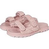 COACH womens Sculpted C Quilted Washed Denim Double Band Sandals