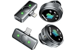 LID LIRDDY Mini Microphone for iPhone: Wireless Lavalier Microphones for Android/PC/ipad - Clip on Noise Canceling Lapel Mic for Pro Video Recording/Podcast/Vlog/YouTube/Interview, Bright Black