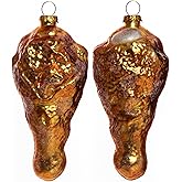 2pcs Blown Glass Fried Chicken Drumstick Ornaments for Christmas Tree