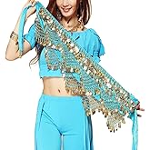 Wuchieal Women's Sweet Bellydance Hip Scarf with Gold Coins Skirts Wrap Noisy