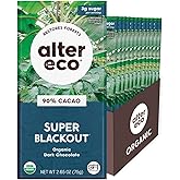 Alter Eco | Chocolate Bars | Pure Dark Cocoa, Fair Trade, Organic, Non-GMO, Gluten Free (12-Pack Super Blackout)