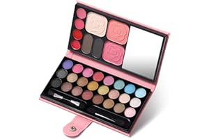 All in One Makeup Kit for Women Full Kit - 24 Eyeshadow, 4 Lipsticks, 2 Blushers, 1 Powder, 2 Eyebrow Powder, 1 Mirror, 2 Dou