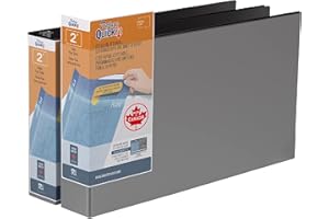QuickFit Heavy Duty 11 x 17 Inch Spreadsheet View Binder, D Ring, Black, 2 Pack, 2 Inch
