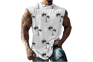 Zeiyignr Palm Tree Tank Tops for Men Cool Breathable Sleeveless Shirts Summer Tops Workout Muscle T-Shirt Gym Fitness Tanks